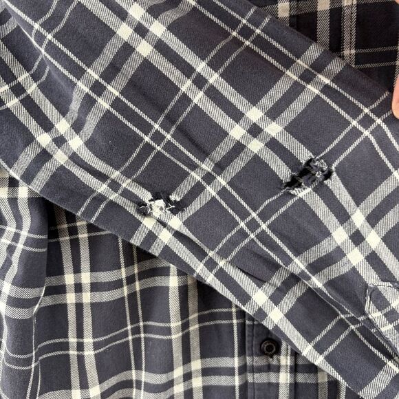 The Hundreds Flannel Shirt Plaid Mens Large Distressed - Picture 7 of 11